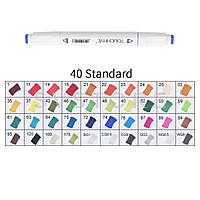 Набір двосторонніх маркерів для скетчингу 40 шт. / Набір фломастерів для малювання / Набір скетч маркерів hd