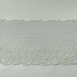 Ажурне мереживо вишивка на сітці: біла нитка на сітці м'ятного відтінку, ширина 23 см, фото 7