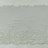 Ажурне мереживо вишивка на сітці: біла нитка на сітці м'ятного відтінку, ширина 23 см, фото 6