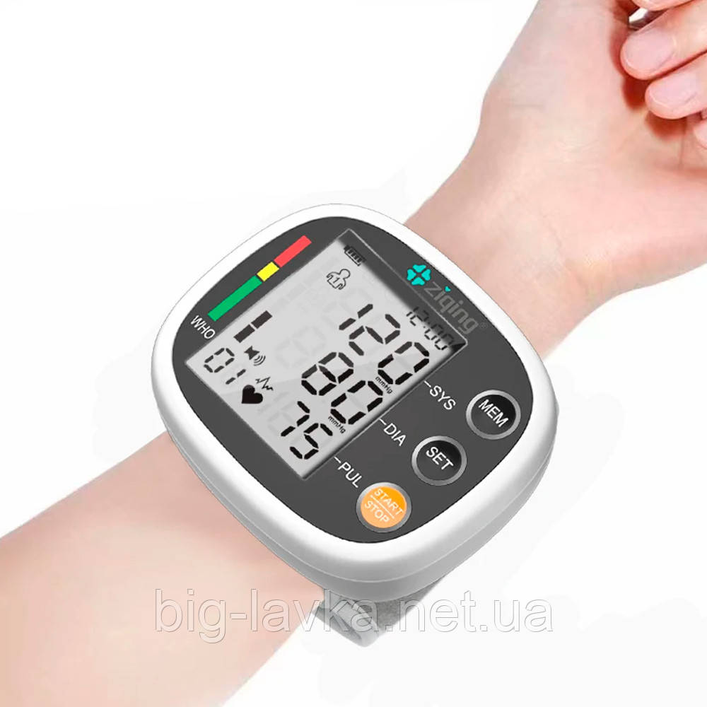 Автоматичний тонометр ZIQING на зап'ясті від акумулятора XW-03 Білий, фото 1