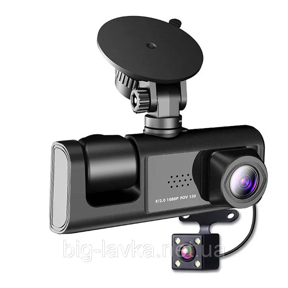 Автомобільний відеореєстратор FHD 1080P з 3 камерами Чорний