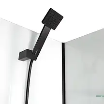 Душовий бокс Insana FLORIS 90x90x207 см на низькому піддоні чорний скло прозоре розсувні двері, фото 4