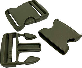 Пластмасова застібка-карабін Фастекс, ширина пряжки 5 см Хакі