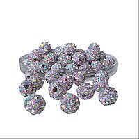 Намистини зі стразами (шамбала) рожеві-хамелеон, 8 мм