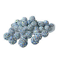 Намистини зі стразами (шамбала) блакитніі-хамелеон, 8 мм