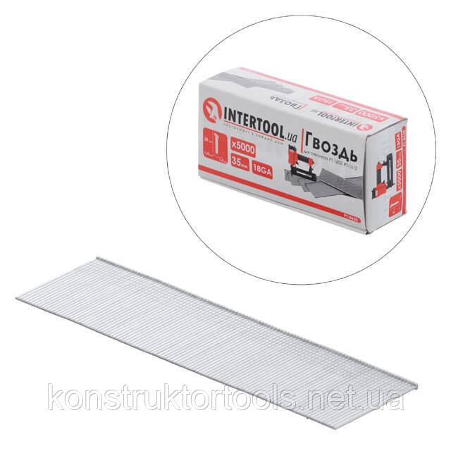 Цвяхи для пневмостеплера 35 мм (18GA) 1.0*1.25 мм, 5000 од/уп. INTERTOOL PT-8635, фото 1