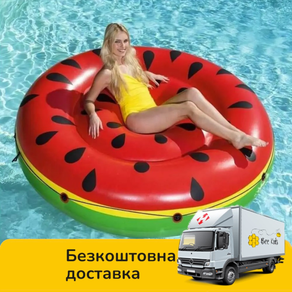 Надувний плотик для плавання Кавун BW 43140 (188 см) | Надувна платформа, фото 1