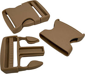 Пластмасова застібка-карабін Фастекс, ширина пряжки 5 см Бежевий (койот)