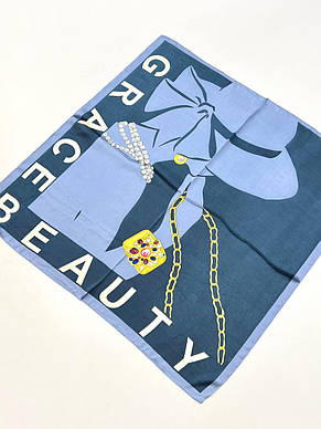 Шовкова хустка Леди 70*70 см сіро-блакитний, фото 2