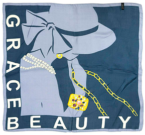 Шовкова хустка Леди 70*70 см сіро-блакитний, фото 3