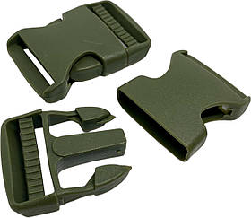 Пластмасова застібка-карабін Фастекс, ширина пряжки 4 см Хакі