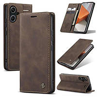 Чохол книжка Caseme з магнітом для Xiaomi Redmi Note 13 Pro+ 5G кавовий гаманець