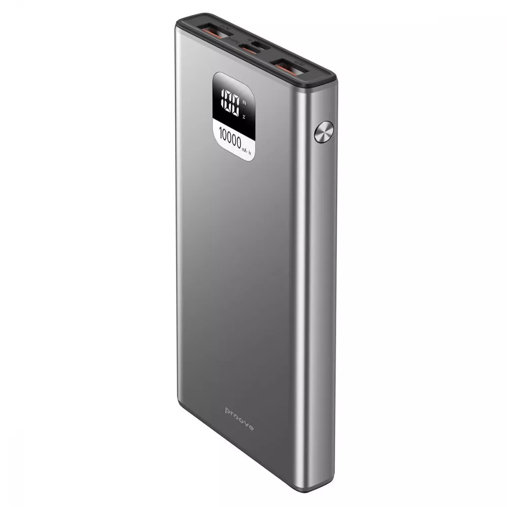 Портативна батарея повербанк з швидкою зарядкою Proove Guardian Power Bank Aluminum 22.5W 10000mAh (сірий)