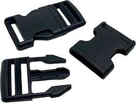 Пластмасова застібка-карабін Фастекс, ширина пряжки 2,5 см Чорний