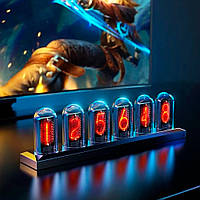 Цифровий годинник RGB Nixie Tube Clock з IPS-дисплеєм та Wi-Fi  Чорний
