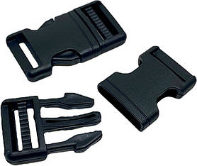 Пластмасова застібка-карабін Фастекс, ширина пряжки 2 см Чорний