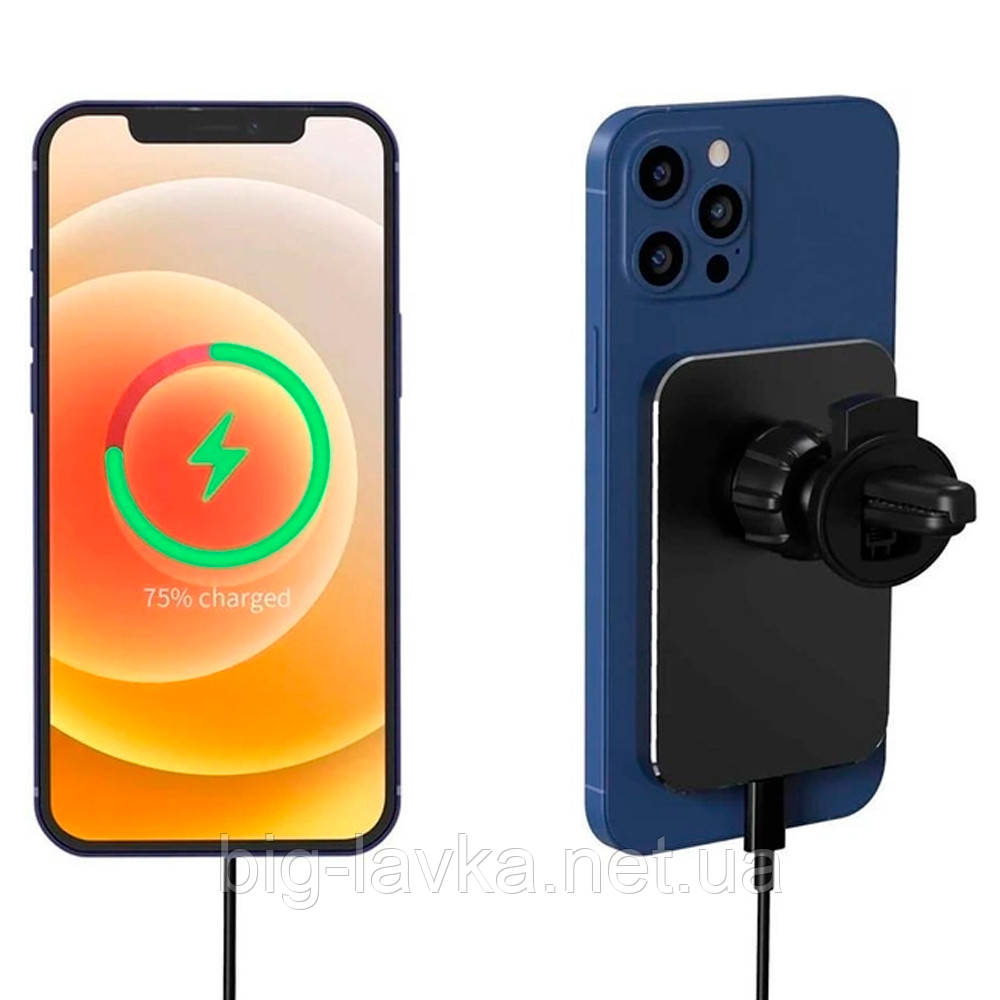 Зарядний пристрій mini Air Vent 30 Вт тримач для телефону Macsafe Чорний