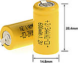 Акумулятор NI-Cd 2/3 AA 600 mAh 1.2V під пайку, фото 4