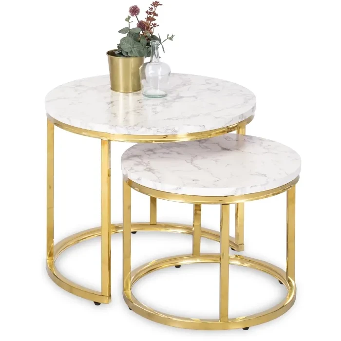 Набір журнальних столиків (2 шт) MEBEL ELITE OLIS, мармур / золото, фото 1