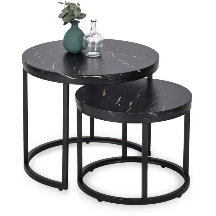 Набір журнальних столиків (2 шт) MEBEL ELITE MAURO, Чорний мармур, фото 1