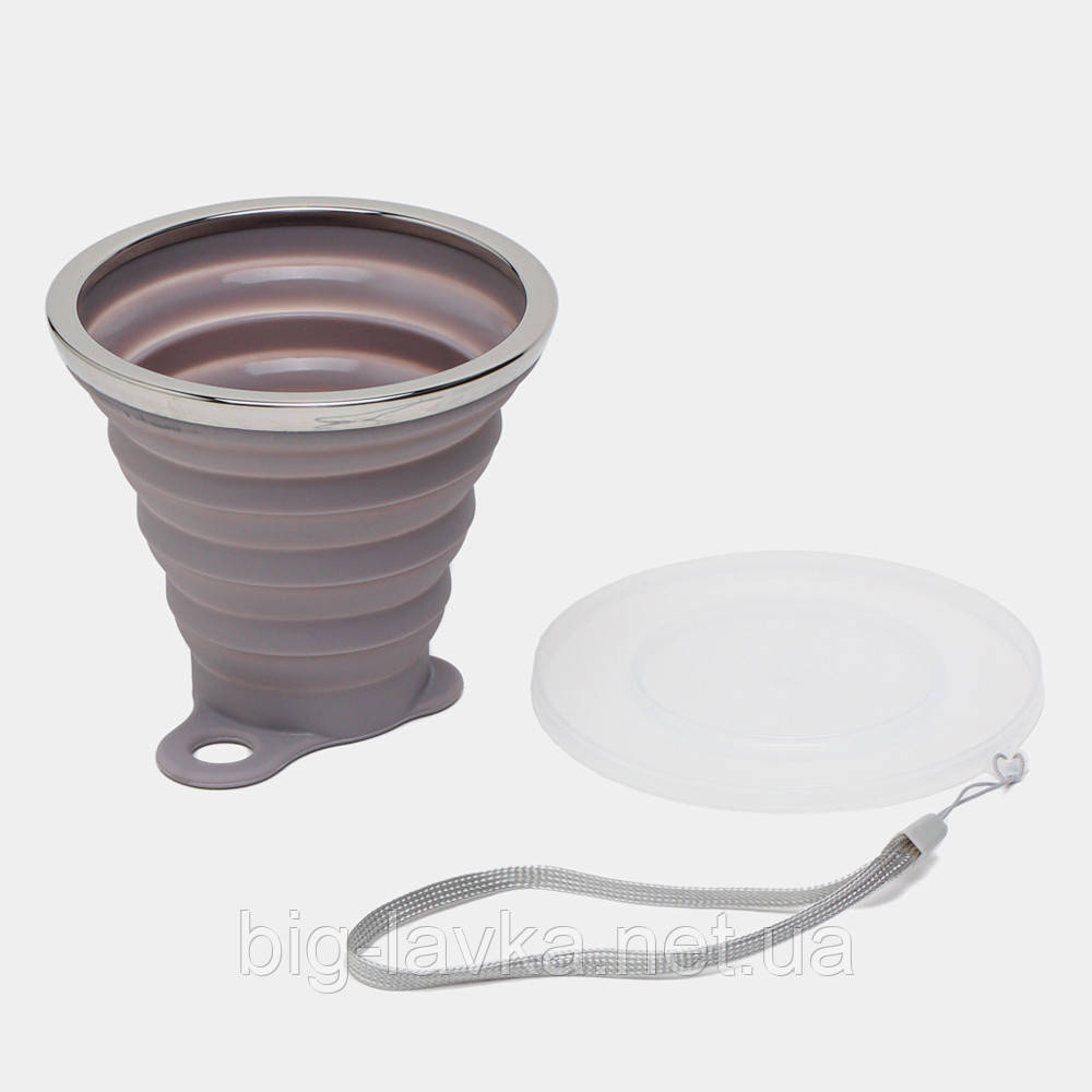 Складана силіконова склянка 270 мл  Сірий, фото 1