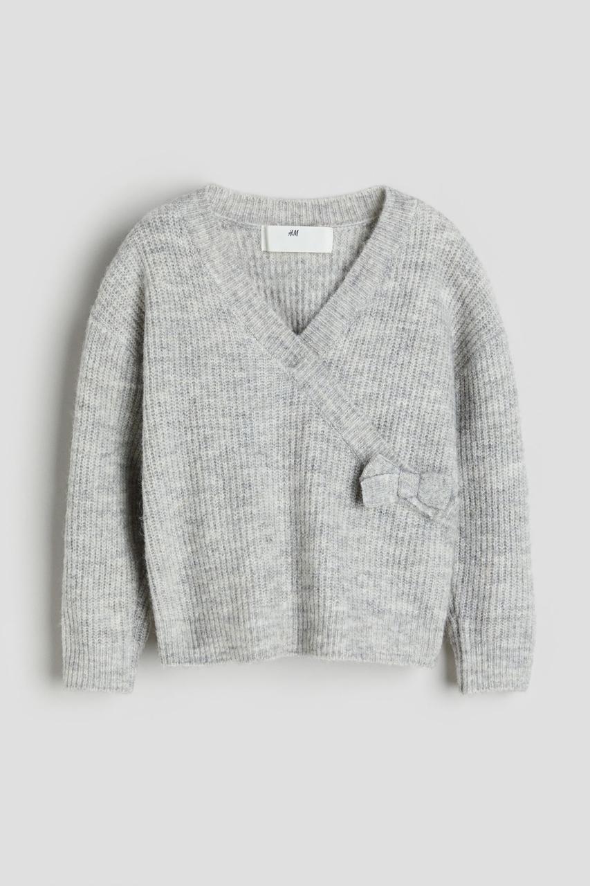 Светр з запахом світло-сірий меланж H&M 134/140см