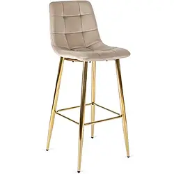 Барний стілець оксамитовий MEBEL ELITE ARIEL Ecru Velvet, Бежевий / Золотий