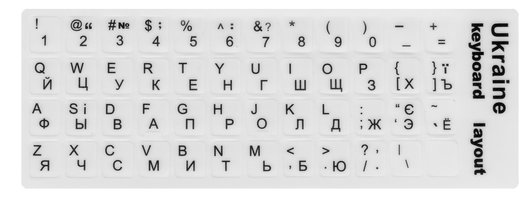 Наклейки на клавіатуру для ноутбука та ПК Losk (англійська/російська/українська) біла