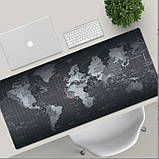Великий килимок для мишки та клавіатури Карта Світу 900*400*3 мм чорний, фото 4