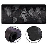 Великий килимок для мишки та клавіатури Карта Світу 900*400*3 мм чорний, фото 6