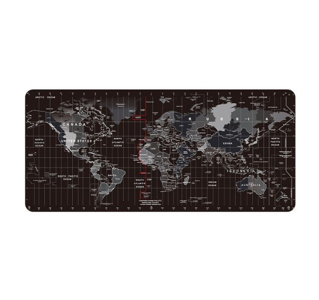 Великий килимок для мишки та клавіатури Карта Світу 900*400*3 мм чорний, фото 1