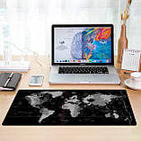 Великий килимок для мишки та клавіатури Карта Світу 900*400*3 мм чорний, фото 5