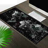 Великий килимок для мишки та клавіатури Карта Світу 900*400*3 мм чорний, фото 3