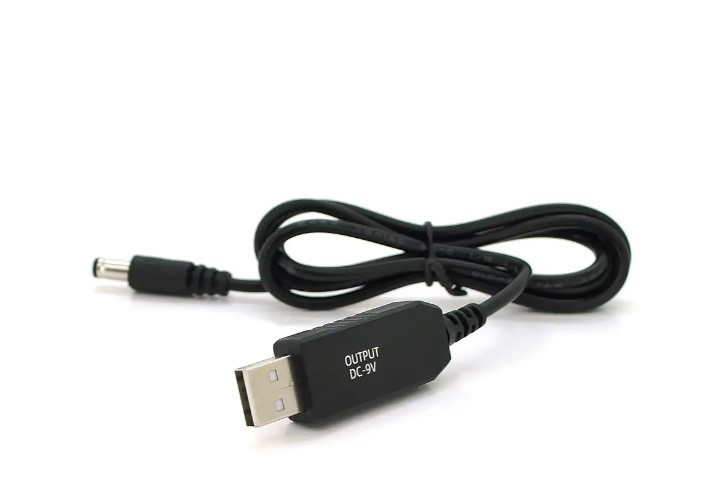 Кабель USB-DC для живлення роутера від павербанку 9V 1м (5,5X2.1 мм), фото 1