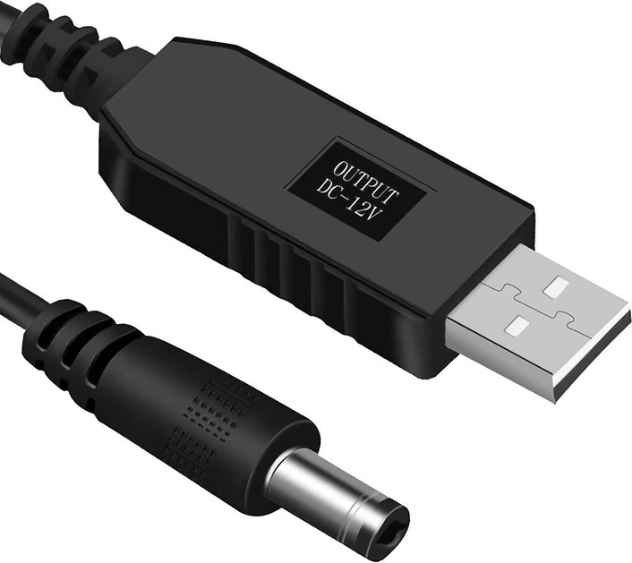 Кабель USB-DC для живлення роутера від павербанку 12V 1м (5,5X2.1 мм)