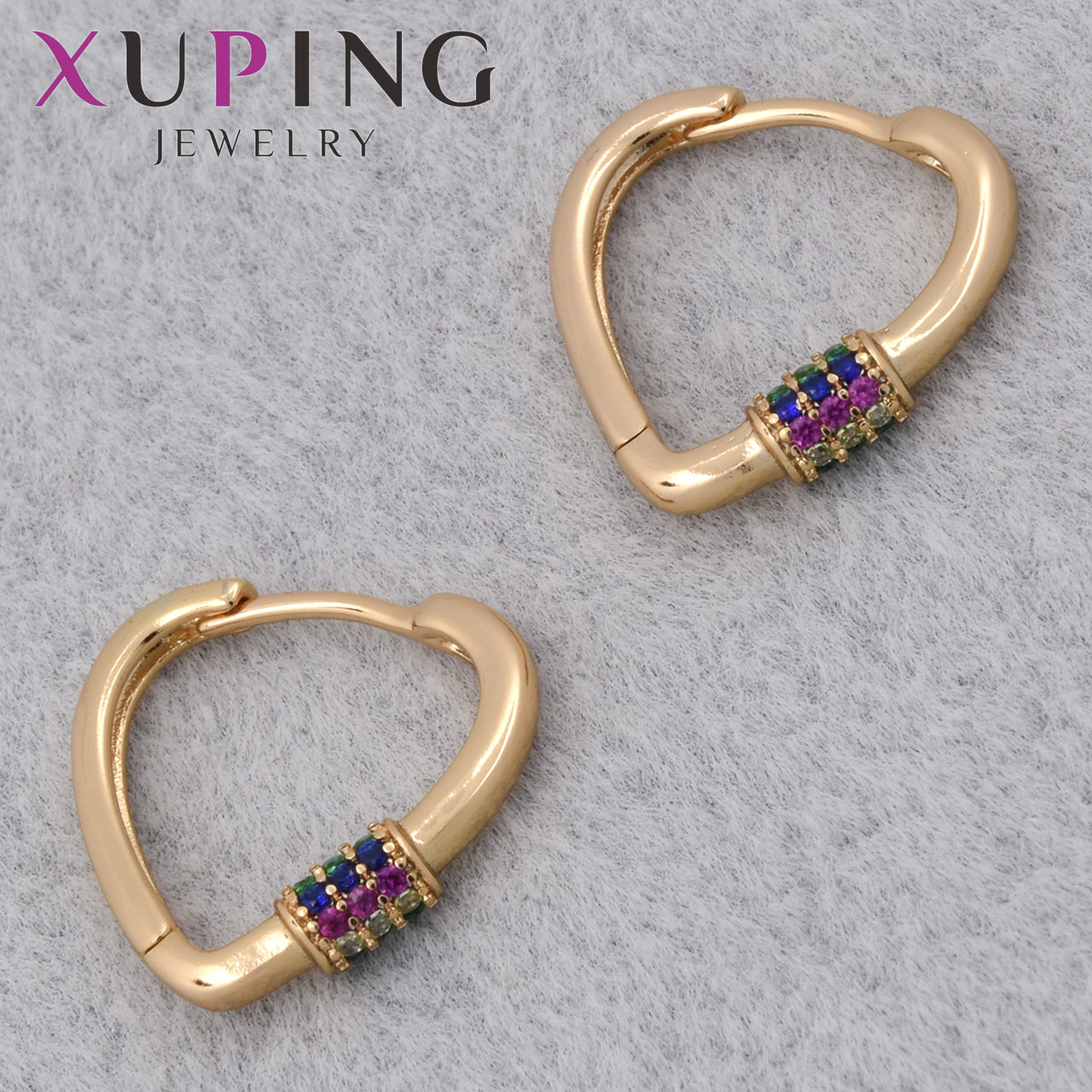 Серёжки женские позолота 18K Xuping Jewelry кольцо конго с разноцветными камушками диаметр колечка 15 мм