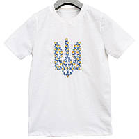 Детская патриотическая футболка с вышитым сине-желтым тризубом