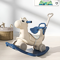Коник-гойдалка з музичною колонкою 3в1 Terrio “Beny” Синьо-сірий