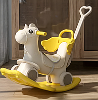 Коник-гойдалка з музичною колонкою 3в1 Terrio “Beny” Жовто-сірий