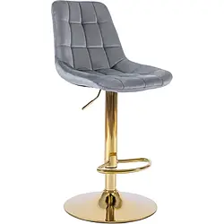 Барний стілець оксамитовий MEBEL ELITE ARCOS Velvet, сірий / золотий