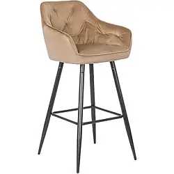 Барний стілець оксамитовий MEBEL ELITE SALEM Velvet, бежевий / чорний