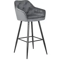 Барний стілець оксамитовий MEBEL ELITE SALEM Velvet, сірий / чорний