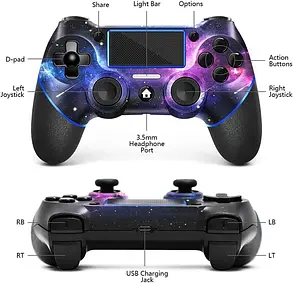 Бездротовий контролер AceGamer AG001 для PS4 Чорний з принтом, фото 3