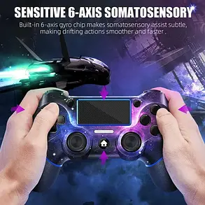 Бездротовий контролер AceGamer AG001 для PS4 Чорний з принтом, фото 4