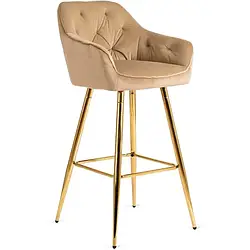 Барний стілець оксамитовий MEBEL ELITE SALEM Velvet, бежевий / золотий