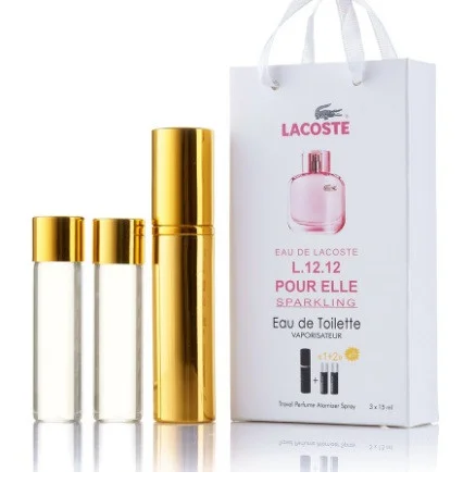 Парфум жіночий Lacoste Eau De Lacoste L.12.12 Pour Elle Sparkling з феромонами 3х15 мл