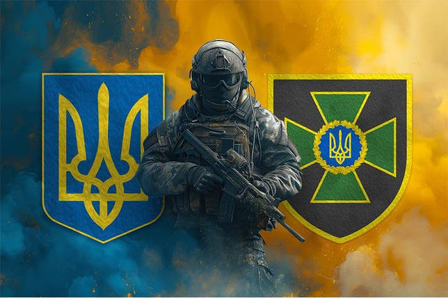 Прапор Державної Прикордонної служби України (ДПСУ) Воїн з гербом України та підрозділу, фото 1
