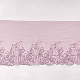 Ажурне мереживо вишивка на сітці: бузкова нитка на рожево-бузковій сітці, ширина 23 см, фото 5
