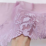 Ажурне мереживо вишивка на сітці: бузкова нитка на рожево-бузковій сітці, ширина 23 см, фото 6