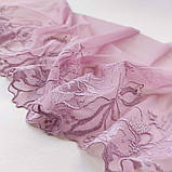 Ажурне мереживо вишивка на сітці: бузкова нитка на рожево-бузковій сітці, ширина 23 см, фото 4